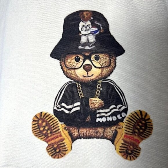 NWOT - Cute Teddy Bear in Blue Jacket Canvas Tote Bag - Picture 2 of 3